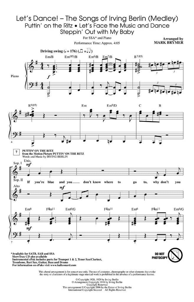 Let's Dance-The Songs of Irving Berlin (Medley)